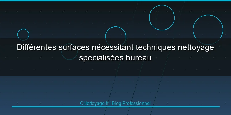 Diff&eacute;rentes surfaces n&eacute;cessitant techniques nettoyage sp&eacute;cialis&eacute;es bureau