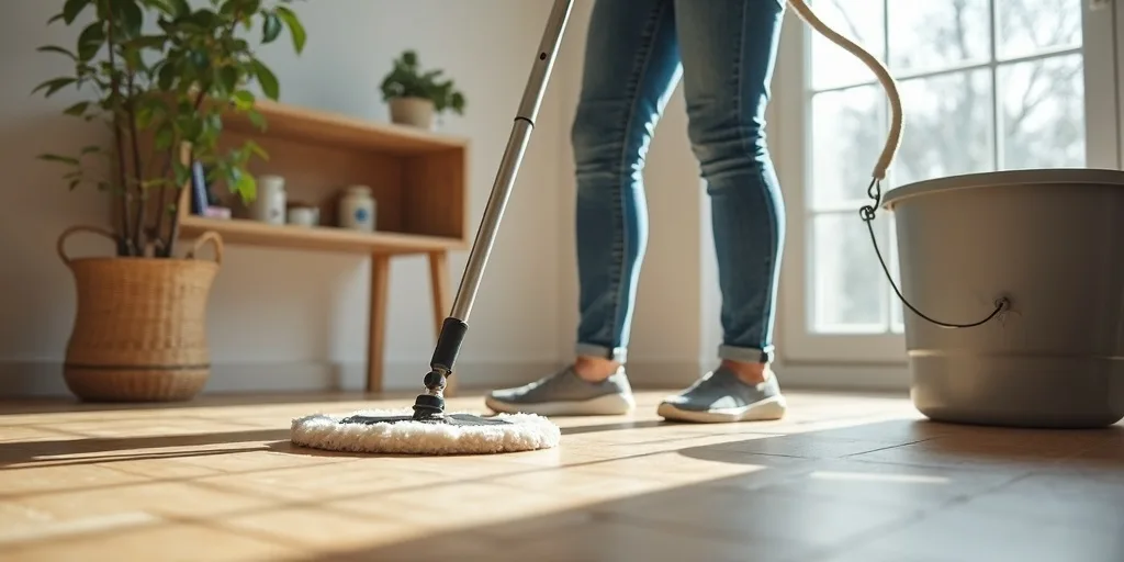 Nettoyage sol &eacute;cologique serpilli&egrave;re produits naturels parquet carrelage entretien professionnel