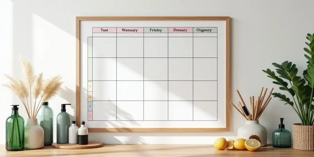 Planning nettoyage &eacute;cologique organisation hebdomadaire routine naturelle maison calendrier