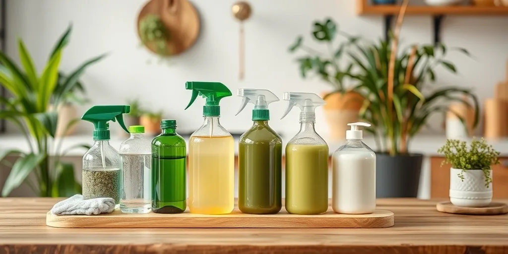 Produits de nettoyage &eacute;cologiques naturels bicarbonate vinaigre citron arrangement